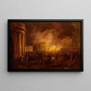 William Sadler the Younger - The Burning of the Arcade in College Green Dublin.webp