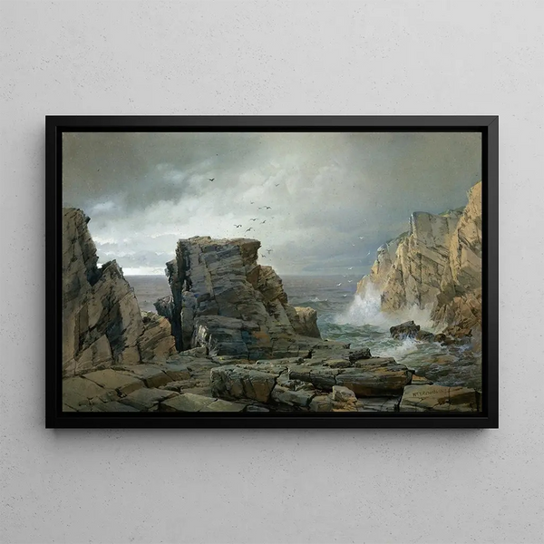 Une côte rocheuse - William Trost Richards — oprawiony obraz na ścianie