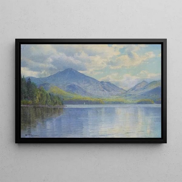 Jezioro Placid, góry Adirondack - William Trost Richards — oprawiony obraz na ścianie