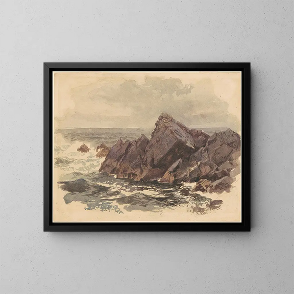 Marine z skałami - William Trost Richards — oprawiony obraz na ścianie