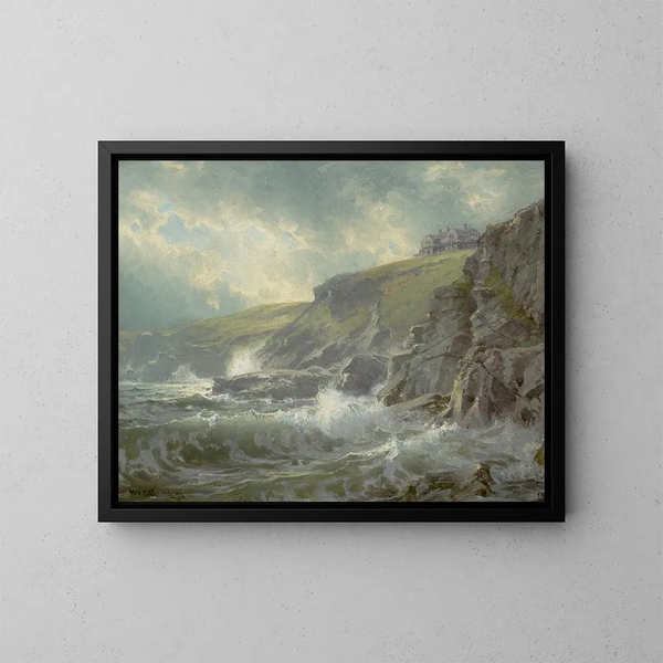 Widok na dom artystów Graycliff, Newport, Rhode Island - William Trost Richards — oprawiony obraz na ścianie