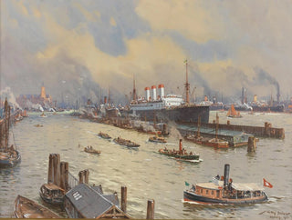 Willy Stwer - Hamburger Hafen mit der Cap Polonio und der Kehrwiederspitze.webp