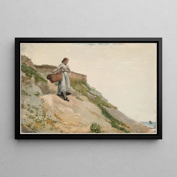 Dziewczyna niosąca kosz - Winslow Homer — oprawiony obraz na ścianie