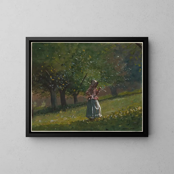 Dziewczyna z widłami do siana - Winslow Homer — oprawiony obraz na ścianie