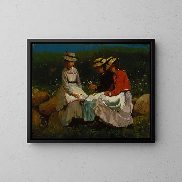 Dziewczęta w pejzażu - Winslow Homer — oprawiony obraz na ścianie