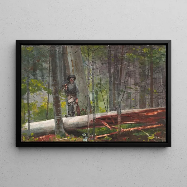 Myśliwy w Adirondacks - Winslow Homer — oprawiony obraz na ścianie