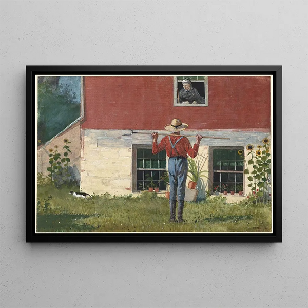 W ogrodzie Rustykajny dwór - Winslow Homer — oprawiony obraz na ścianie