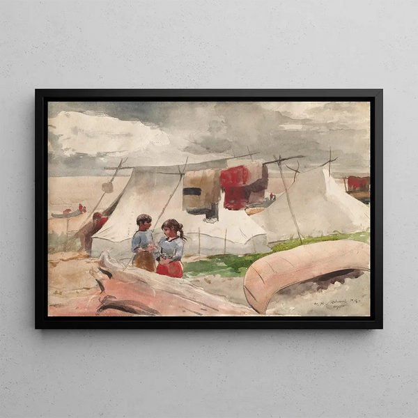 Camp indyjskiego Roberval PQ - Winslow Homer — oprawiony obraz na ścianie