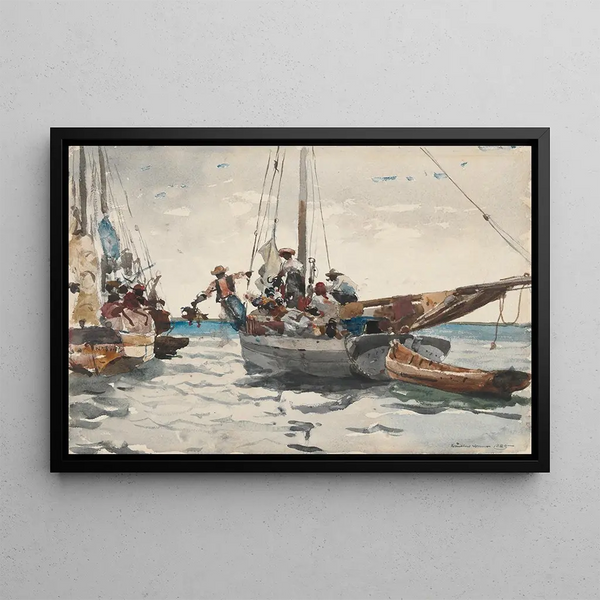 Scena z targu w Nassau - Winslow Homer — oprawiony obraz na ścianie