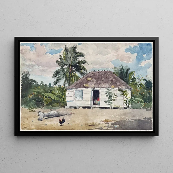Hutte indigène à Nassau - Winslow Homer — oprawiony obraz na ścianie
