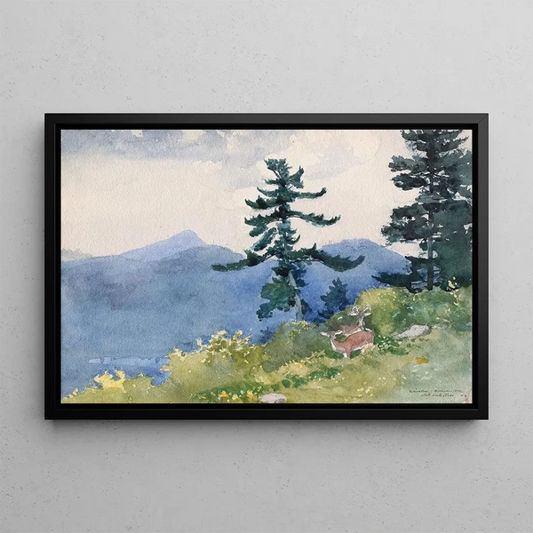North Woods Club, Adirondacks: przerwana rozmowa - Winslow Homer — oprawiony obraz na ścianie