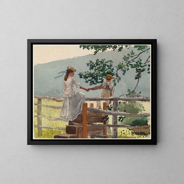 na murku - Winslow Homer — oprawiony obraz na ścianie