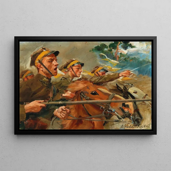 Atak - Wojciech Kossak — oprawiony obraz na ścianie