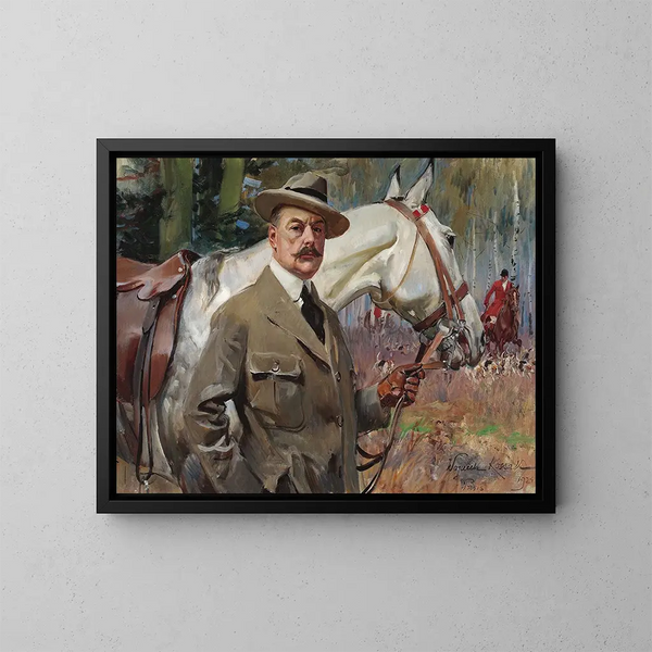 autoportret z koniem - Wojciech Kossak — oprawiony obraz na ścianie