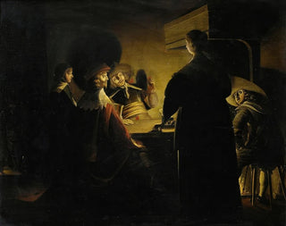 Wolfgang Heimbach - Tavern scene lit by candles.webp