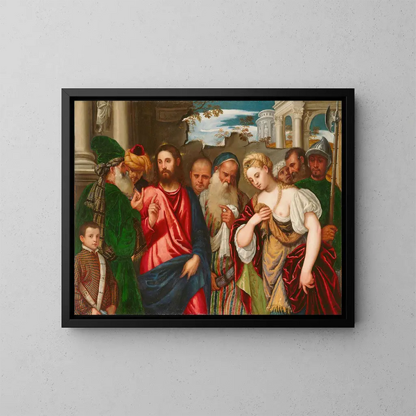 Le Christ et la femme adultère - Atelier de Paolo Veronese — oprawiony obraz na ścianie