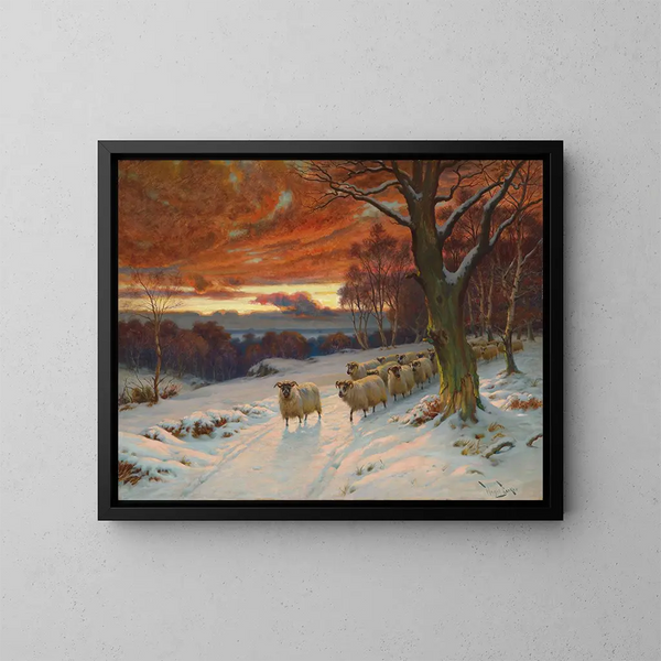 Wieczór zimowy - Wright Barker — oprawiony obraz na ścianie