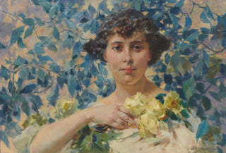 Zdzisaw Jasiski - Woman against blossoming shrubs.webp