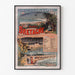 Wintage plakat Bretania – Plages de Bretagne, koleje, w cienkiej ramie na jasnej ścianie.