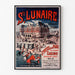 Wintage plakat Bretania – Saint-Lunaire, kąpiele morskie, pokazany w cienkiej ramie na jasnej ścianie.