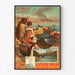Plakat kolejowy – Włochy przez Saint-Gothard, 1892, w cienkiej ramie na jasnej ścianie.