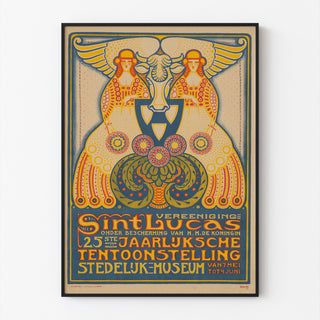 Plakat wystawowy – Sint Lucas, 1916 – Albert Hahn, w cienkiej ramie na jasnej ścianie.