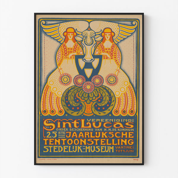 Plakat wystawowy – Sint Lucas, 1916 – Albert Hahn, w cienkiej ramie na jasnej ścianie.