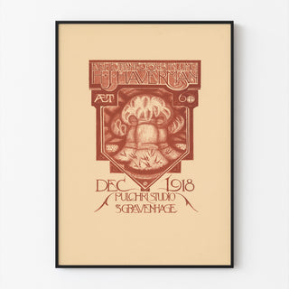 Plakat wystawowy vintage – Haverman, 1918 – Roland Holst, w cienkiej ramie na jasnej ścianie.