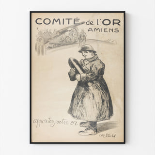 Plakat historyczny – Amiens, Comité de l’Or – Abel-Truchet, w cienkiej ramie na jasnej ścianie.