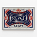 Plakat Parapluies Revel — Marque déposée, Lyon, Paris, w cienkiej ramie na jasnej ścianie.