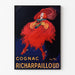 Plakat reklamowy vintage Cognac Richarpailloud, w cienkiej ramie na jasnej ścianie.
