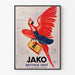 Wintage reklamowy plakat Jako nettoie tout, w cienkiej ramie na jasnej ścianie.