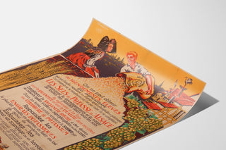Plakat reklamowy vintage Potasses d’Alsace, wygięty arkusz widoczny w perspektywie.