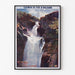 Vintage plakat turystyczny – Gimel, la Grande Cascade, w cienkiej ramie na jasnej ścianie.