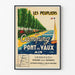 Turystyczny plakat vintage – Les Peupliers, kemping w Pont-de-Vaux, w cienkiej ramie na jasnej ścianie.