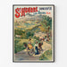 Plakat turystyczny vintage – Saint-Honoré-les-Bains, wody termalne, w cienkiej ramie na jasnej ścianie.