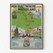 Plakat turystyczny vintage – Waterland, tramwaj elektryczny, w cienkiej ramie na jasnej ścianie.
