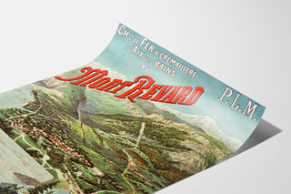 Wintage plakat Aix-les-Bains, Mont-Revard, crémaillère, na lekko zagiętej kartce, widok perspektywiczny.