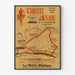 Wintage plakat Circuit d’Anjou, piesze wędrówki, w cienkiej ramie na jasnej ścianie.