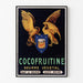 Plakat vintage Cocofruitine, masło roślinne, oprawiony w cienką ramę na jasnej ścianie.