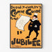 Plakat vintage Dudley Hardy, comic guide, w cienkiej ramie na jasnej ścianie.