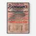 Plakat vintage Fort-de-France, festyn dobroczynny, w cienkiej ramie na jasnej ścianie.