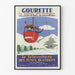 Plakat vintage Gourette, télévoiture, w cienkiej ramie na jasnej ścianie.
