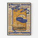 Plakat vintage Meeting d’aviation, Clermont-Ferrand, w cienkiej ramie na jasnej ścianie.