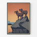 Plakat vintage National Parks Preserve Wild Life, w cienkiej ramie na jasnej ścianie.