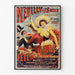 Plakat vintage Neuilly, fête des fleurs, 1890, oprawiony w cienką ramę na jasnej ścianie.