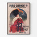Plakat vintage Paris-Clermont, sezon zimowy, w cienkiej ramie na jasnej ścianie.