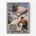 Plakat vintage Saint-Gervais, Mont-d’Arbois, w cienkiej ramie na jasnej ścianie.