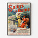 Wintage plakat Salins les Bains (Jura), w cienkiej ramie na jasnej ścianie.