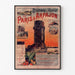 Plakat vintage Tramway Paris-Arpajon, oprawiony w cienką ramę na jasnej ścianie.